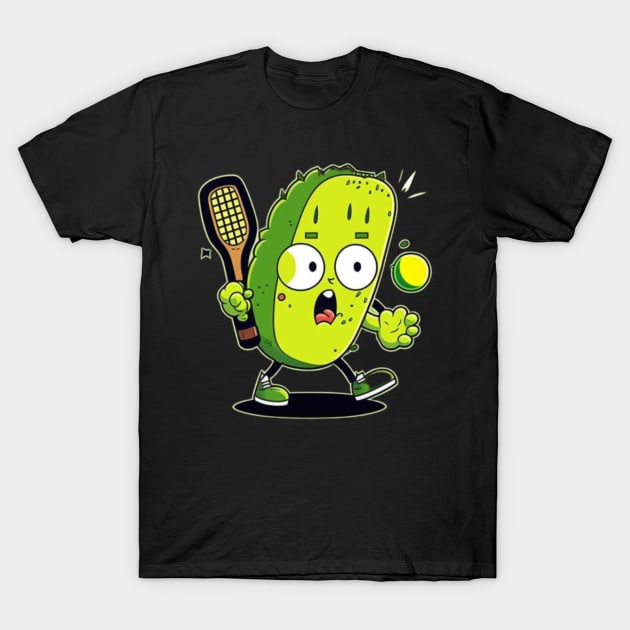 Pickle Playing Pickleball - Funny Pickleball Paddleball T-Shirt by IYearDesign